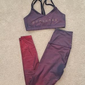 CYCLEBAR branded leggings and sports bra set